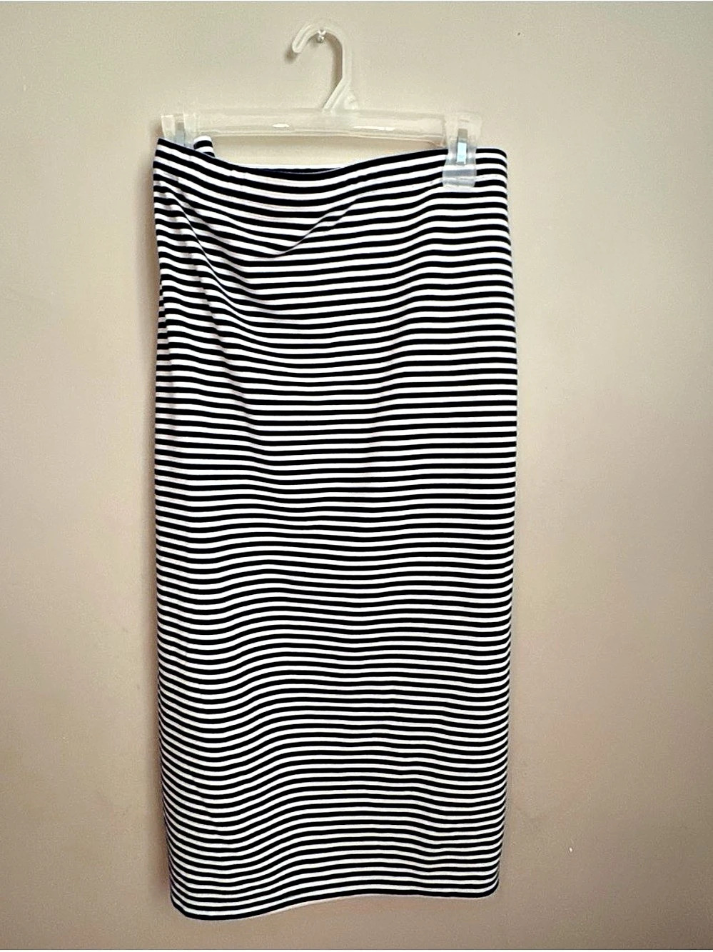 Max Studio Navy & White Striped Pencil Midi Skirt Like New